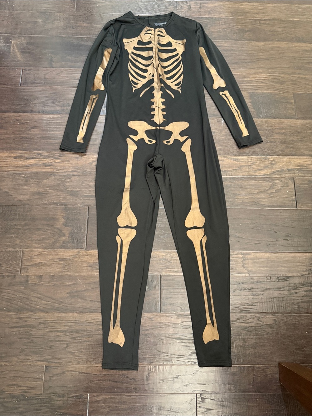 Tipsy Elves Black Jumpsuit with Gold Skeleton Print Halloween Costume Cosplay